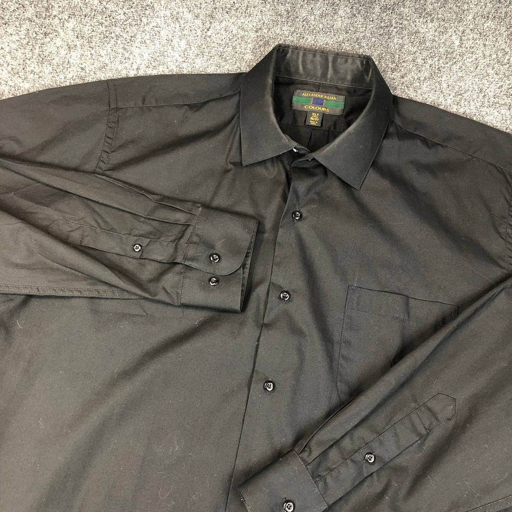 Alexander Julian Colours Black Dress Shirt XLT Long Sleeve Button Up